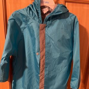 Blue rain jacket